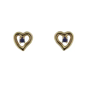 18K Yellow Gold Sapphire Heart Covered Screwback Earrings