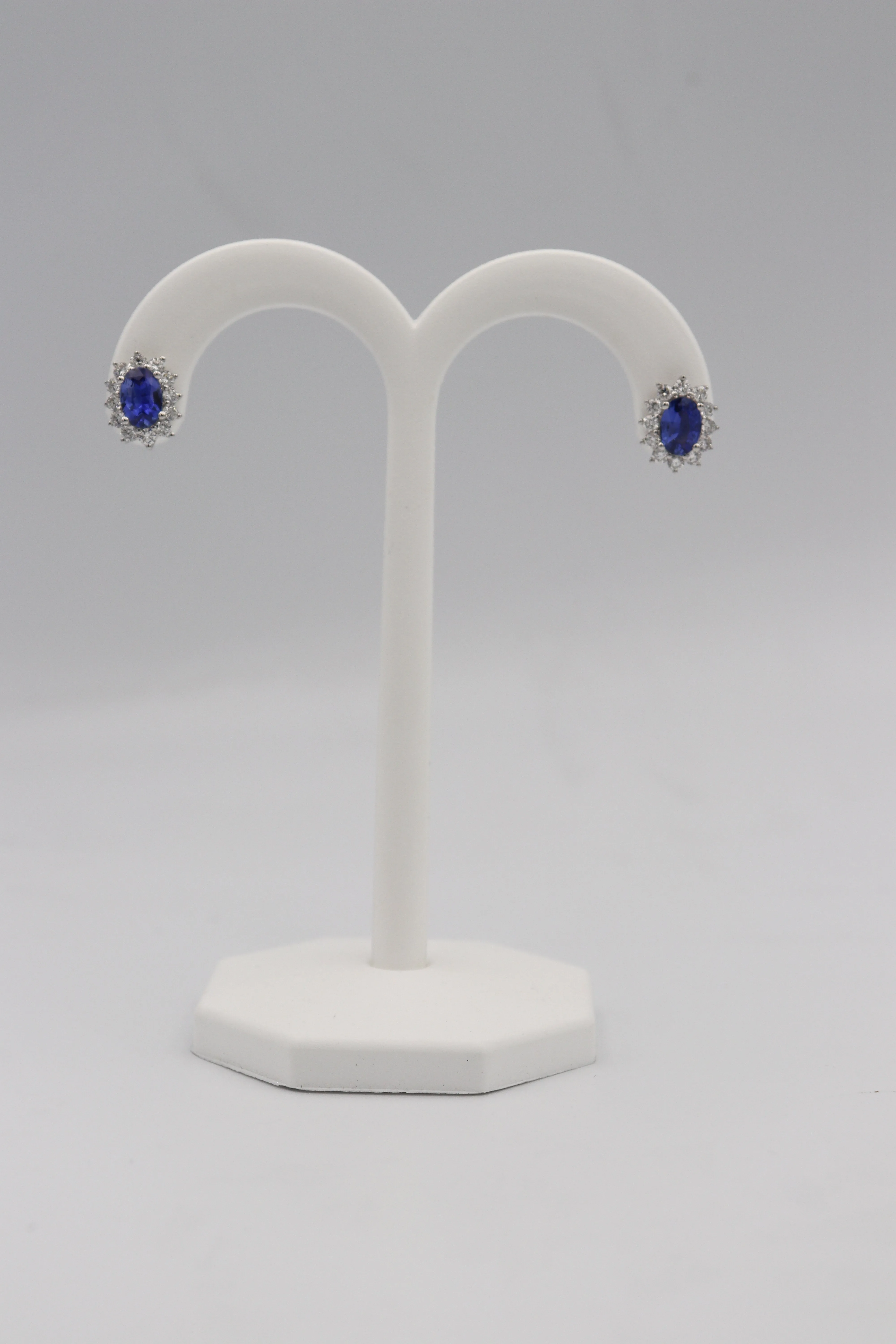 18Karat White Gold Sapphire and Diamond Earrings