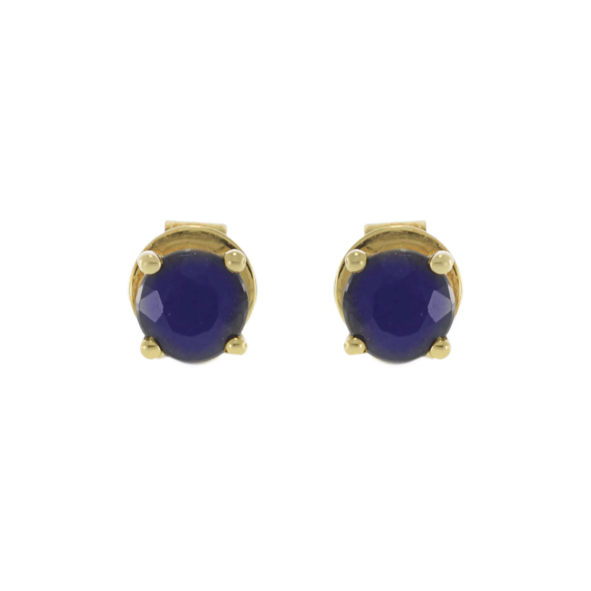 18KT Yellow Gold Blue Sapphire Stud Earrings