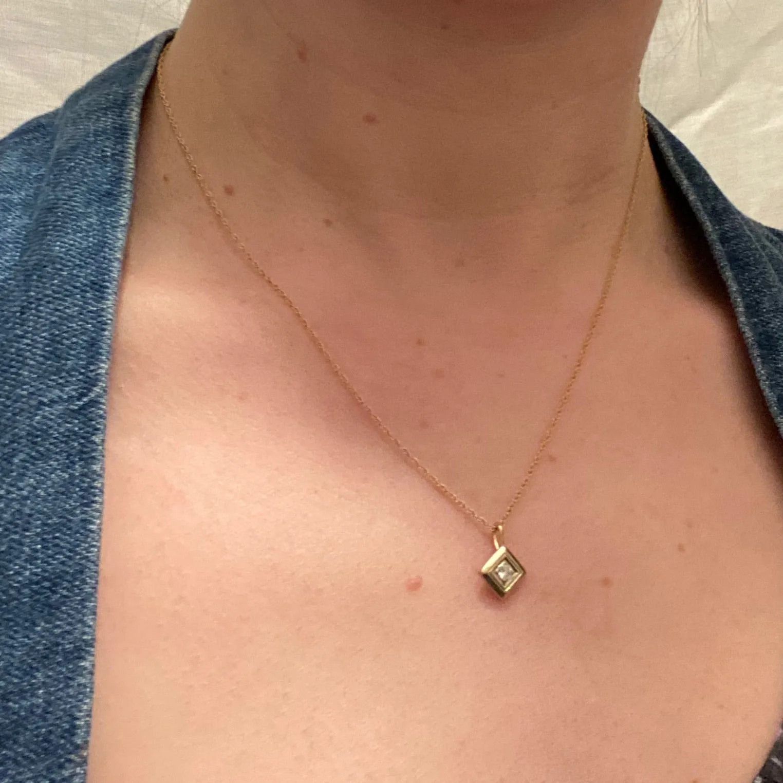 1920s Two Tone Gold and Diamond Pendant