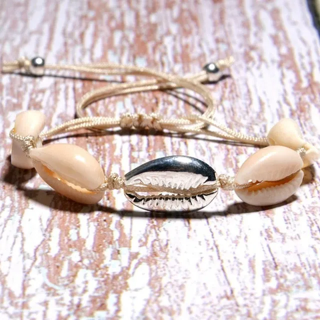 1pc Shell Bracelet Femme Adjustable Boho Macrame Friendship Real Seashell Bracelet Mothers Day Jewelry Gift Gold/Silver Color