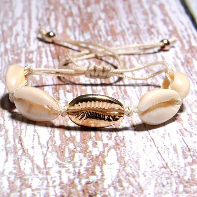 1pc Shell Bracelet Femme Adjustable Boho Macrame Friendship Real Seashell Bracelet Mothers Day Jewelry Gift Gold/Silver Color