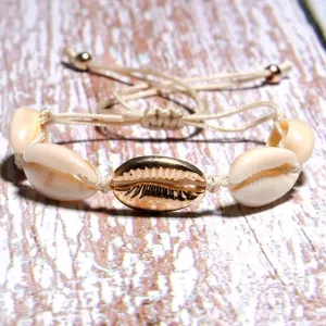 1pc Shell Bracelet Femme Adjustable Boho Macrame Friendship Real Seashell Bracelet Mothers Day Jewelry Gift Gold/Silver Color