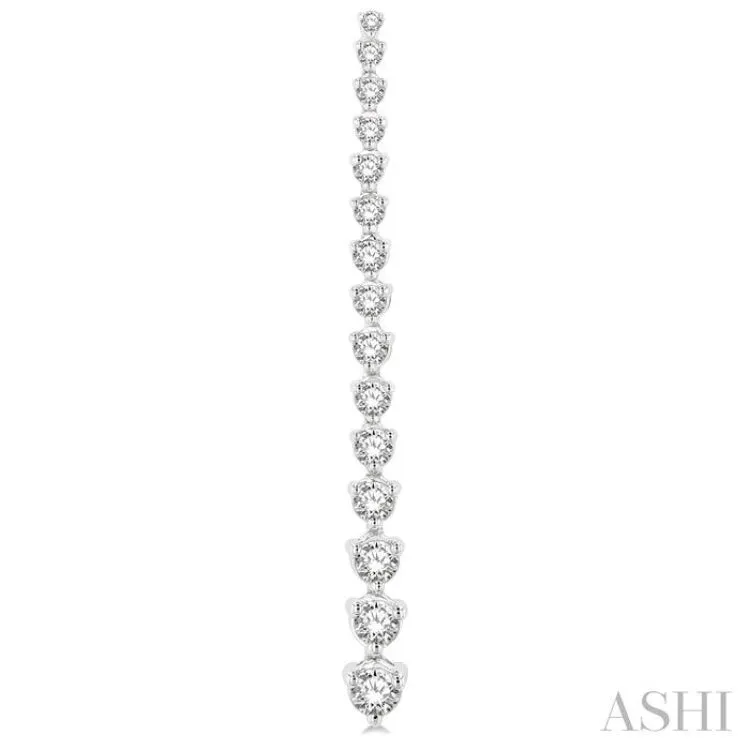 2 ctw Round Cut Diamond Riviera Drop Earring in 14K White Gold