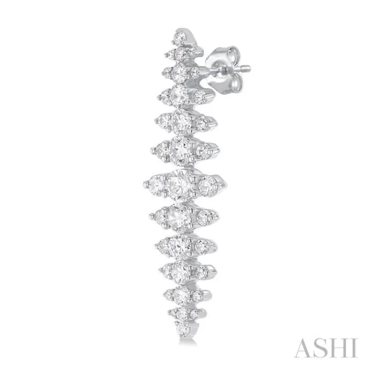 2 ctw Waterfall Round Cut Diamond Fashion Earring in 14K White Gold