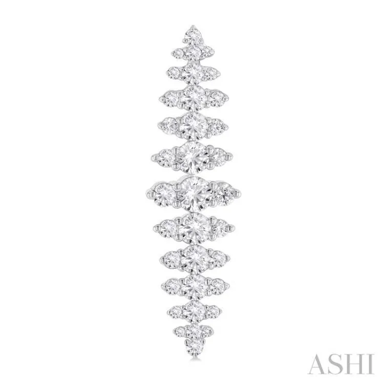 2 ctw Waterfall Round Cut Diamond Fashion Earring in 14K White Gold