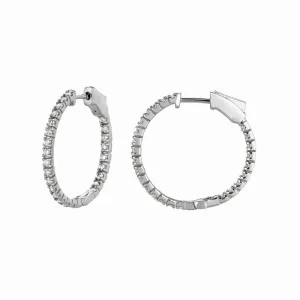 2 POINTER HOOP EARRINGS/PATENTED SNAP LOCK 14K GOLD (1 CTW)