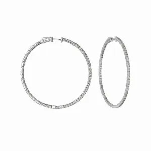 2 POINTER HOOP EARRINGS/PATENTED SNAP LOCK 14K GOLD (3 CTW)