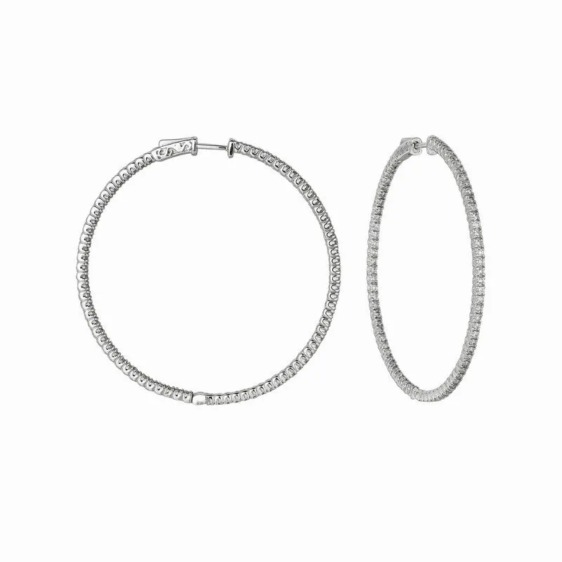 2 POINTER HOOP EARRINGS/PATENTED SNAP LOCK 14K GOLD (3 CTW)