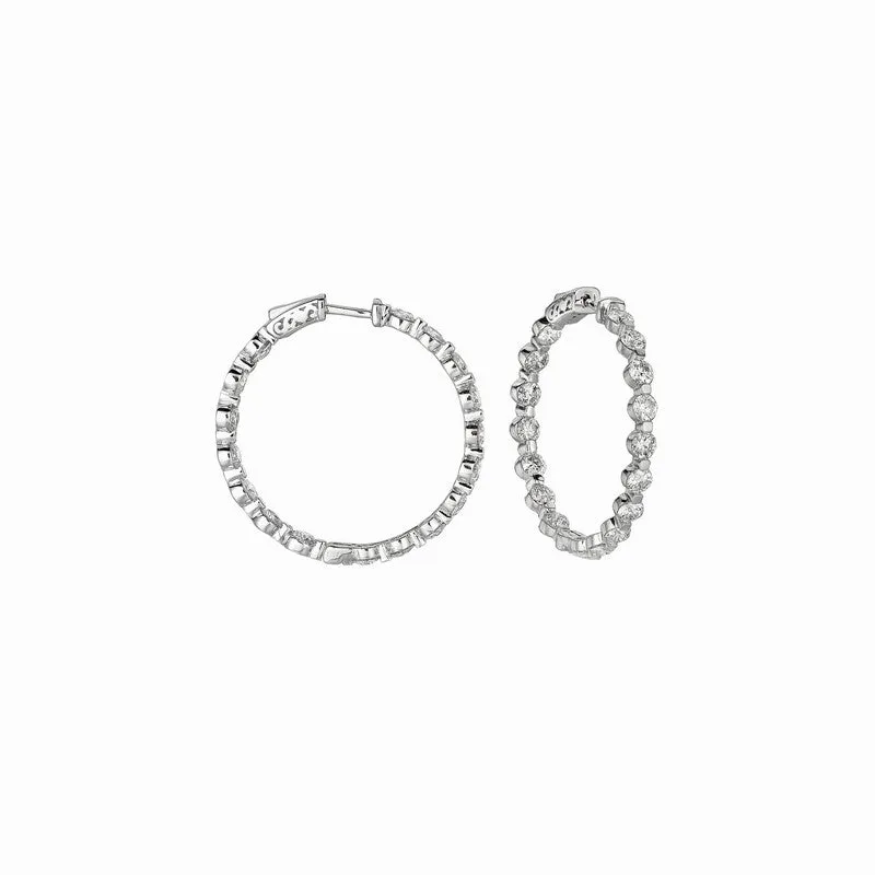 20 POINTER DIAMOND HOOP EARRINGS 14K GOLD (6.8 CTW)