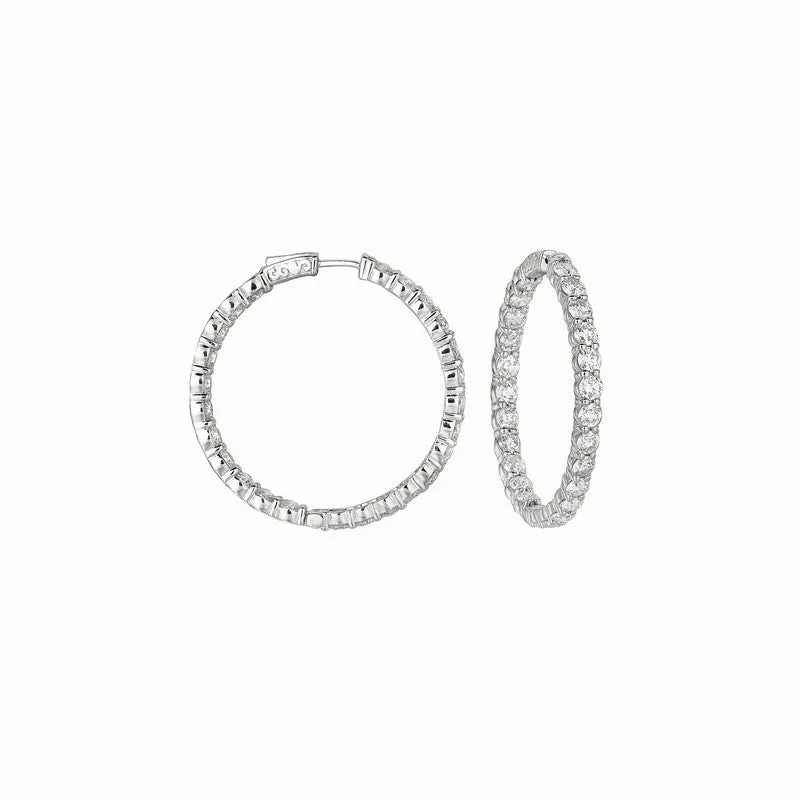 20 POINTER HOOP EARRINGS/PATENTED SNAP LOCK 14K GOLD (10 CTW)