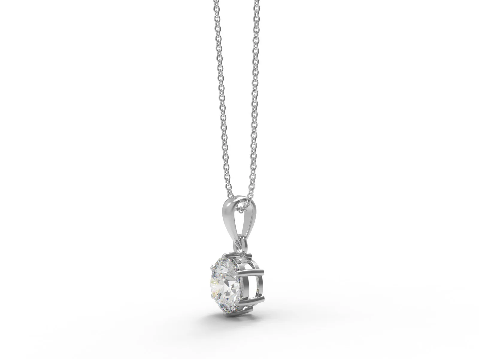2.00 Ctw Round Shape Moissanite 925 Sterling Silver Solitaire Women Necklace
