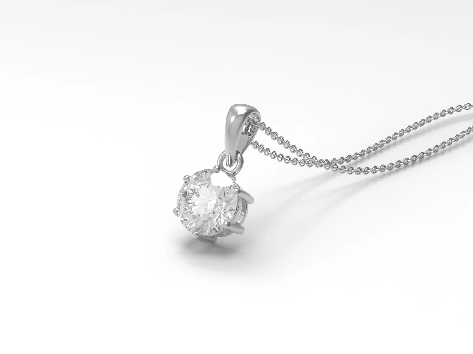 2.00 Ctw Round Shape Moissanite 925 Sterling Silver Solitaire Women Necklace