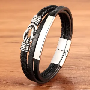 2020 Multi-layer Splicing Combination Accessories Luxury Men's Stainless Steel Leather Bracelet Classic Surprise Gift Big Sale