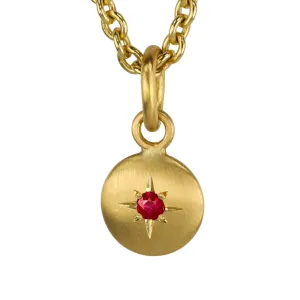 20K Gold Mini "Lentil" Pendant With Single Star-Set Burmese Ruby