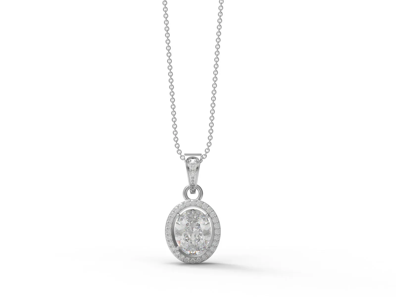 2.17 Ctw Oval Moissanite Diamond 925 Sterling Silver Solitaire Halo Women Pendant Necklace