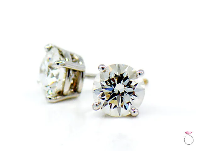 2.33 Carat Diamond Stud Earrings, 1.17 ct. 1.16 ct. G, VS2 in 14K WG, With GIA report