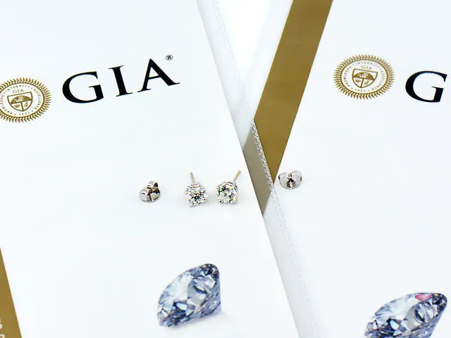2.33 Carat Diamond Stud Earrings, 1.17 ct. 1.16 ct. G, VS2 in 14K WG, With GIA report