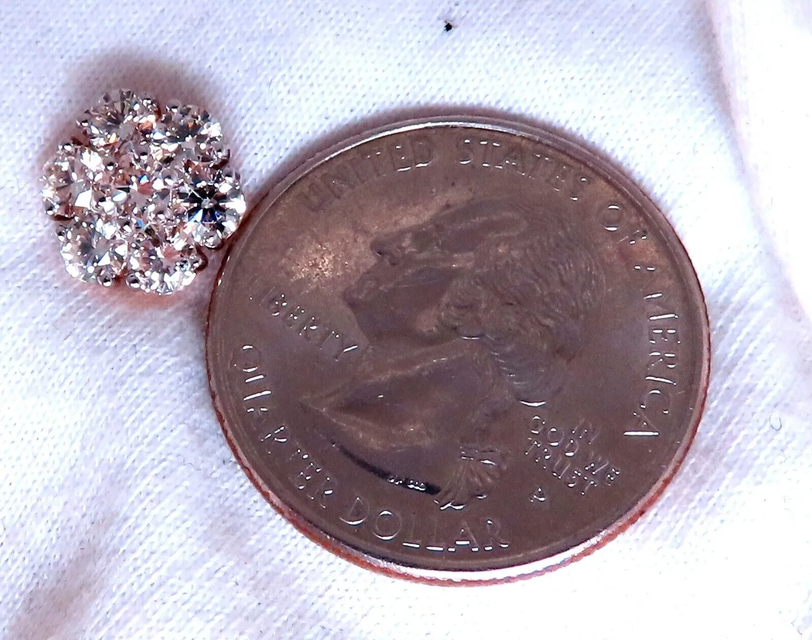 2.48ct. natural round diamond cluster earrings 14kt gold flower