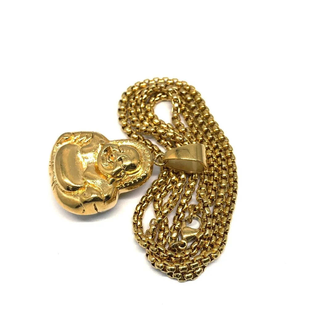 24in 3mm Rolo Chain With Buddha Head Pendant STL_031