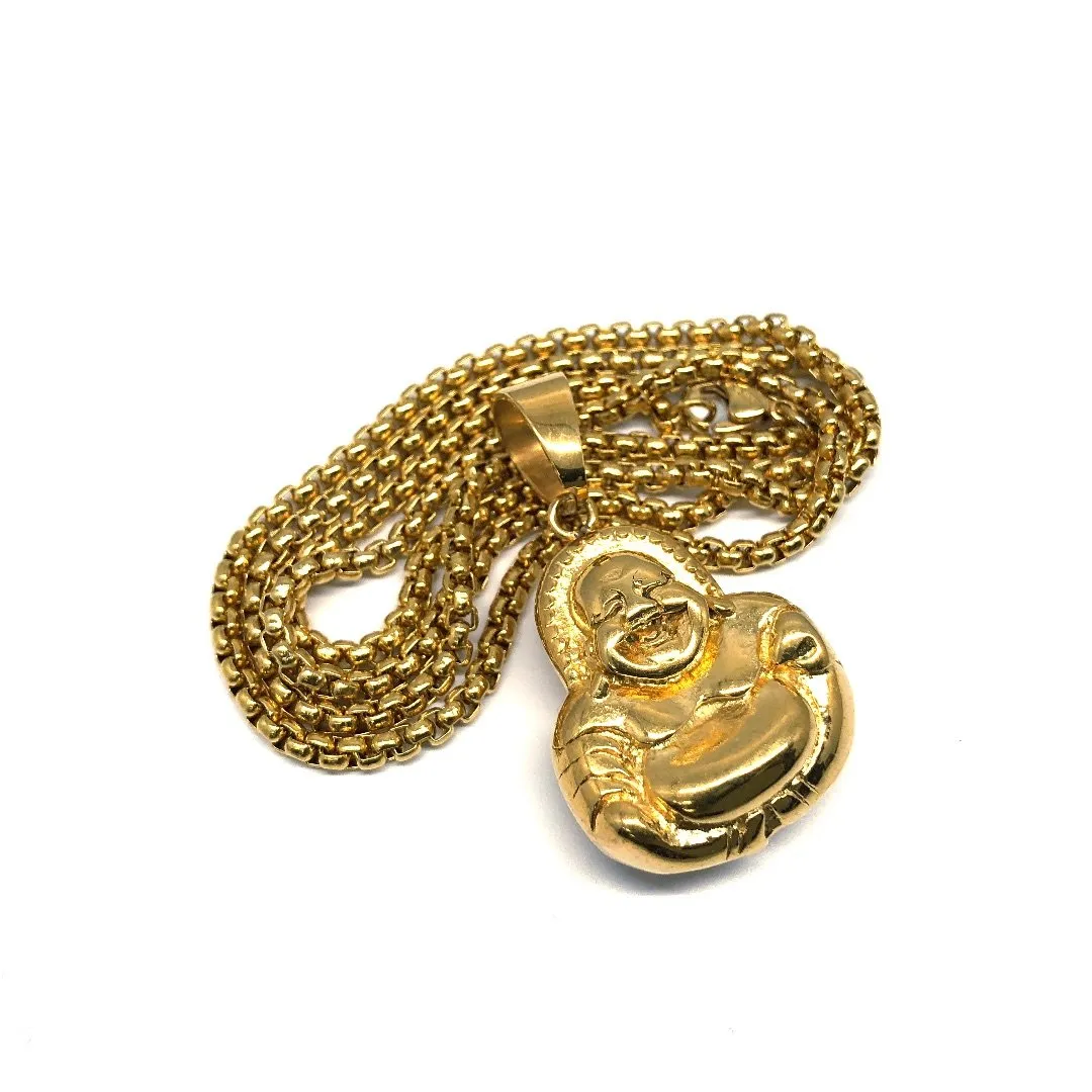 24in 3mm Rolo Chain With Buddha Head Pendant STL_031