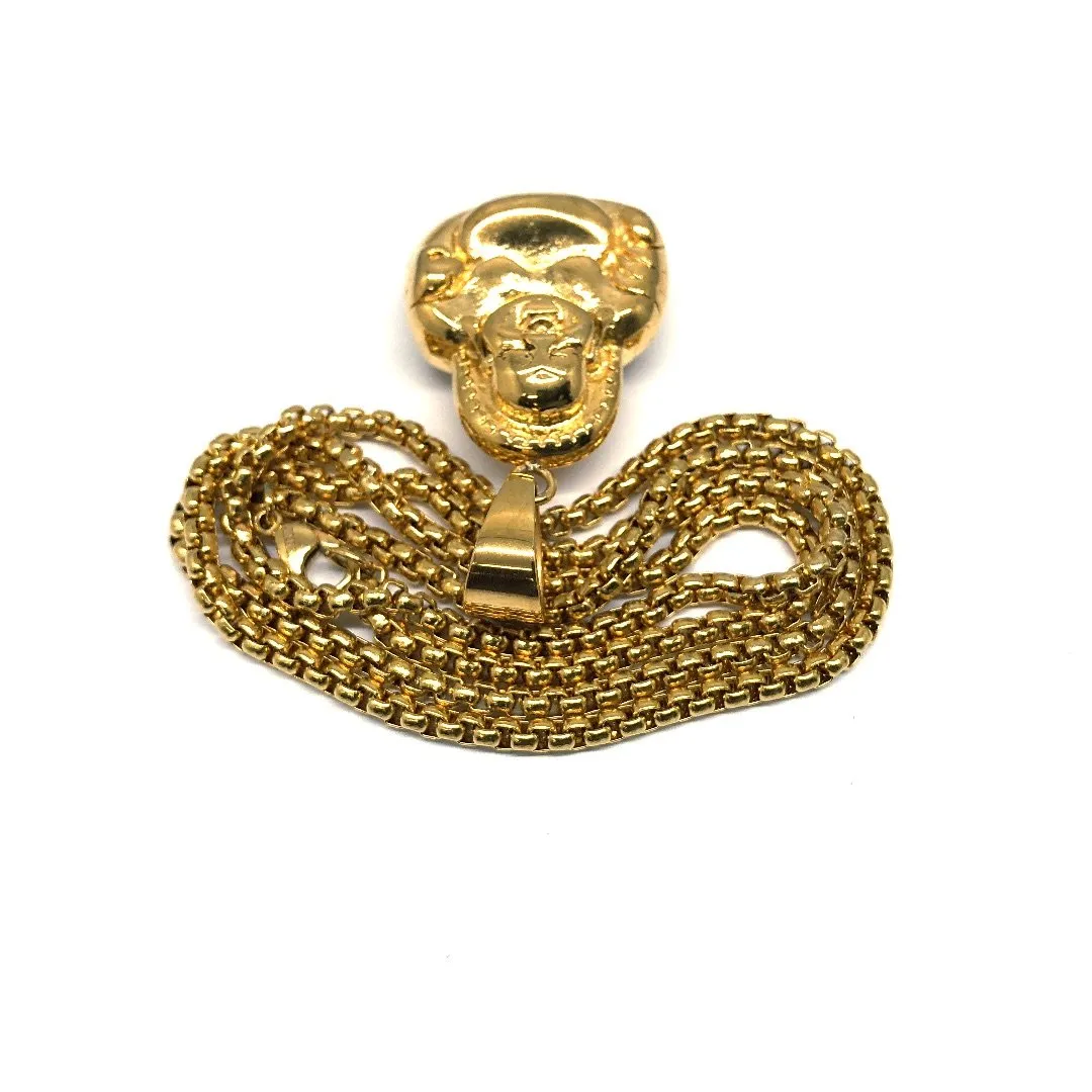 24in 3mm Rolo Chain With Buddha Head Pendant STL_031