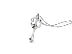 2.5 MM Round Smoky Quartz Gemstone Trident Of Poseidon Pendant In 925 Sterling Silver Pendant Necklace