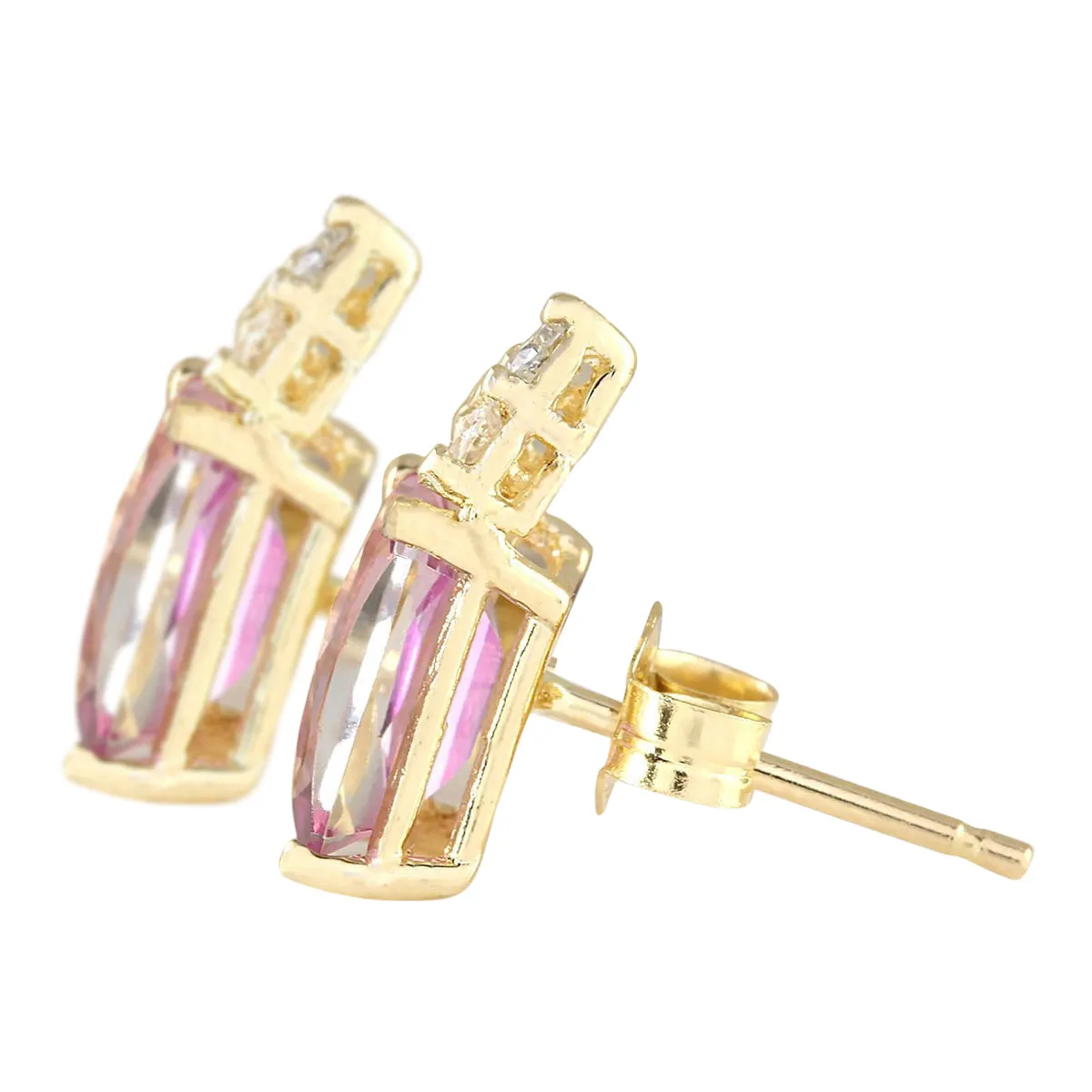 2.65 Carat Natural Tourmaline 14K Yellow Gold Diamond Earrings