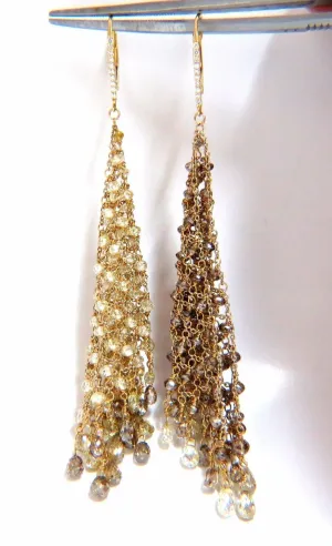 28.15ct Natural Fancy color briolette diamond dangle earrings 18kt Mesh