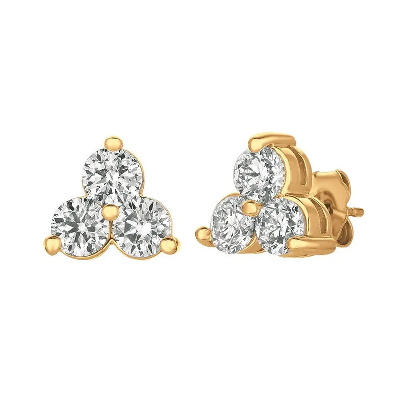 3 DIAMOND EARRINGS 14K GOLD (0.75 CTW)