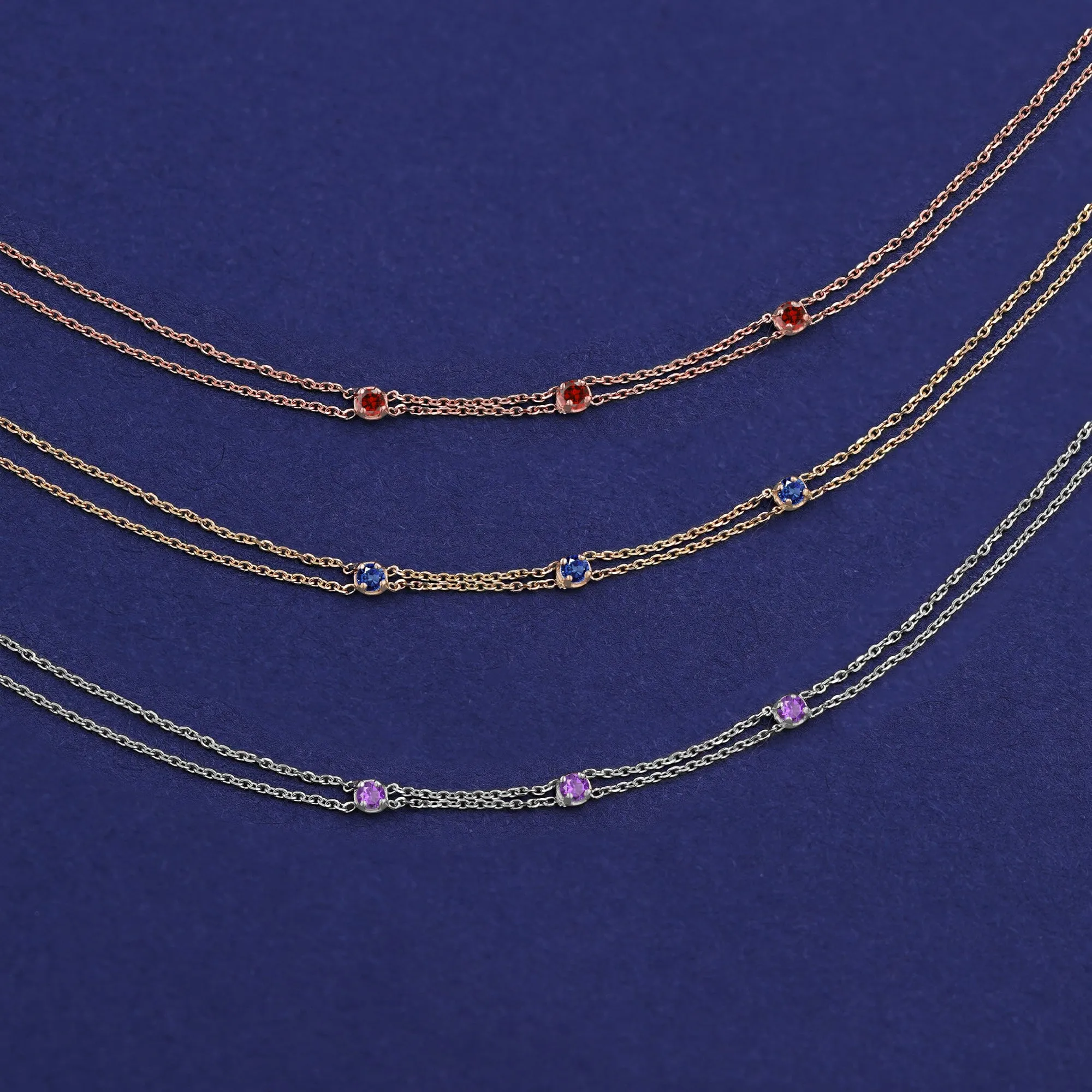 3 Gemstone Cable Bracelet