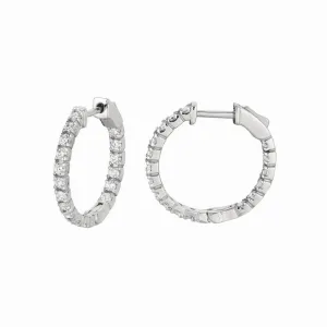 3 POINTER DIAMOND HOOP EARRINGS 14K GOLD (1 CTW)