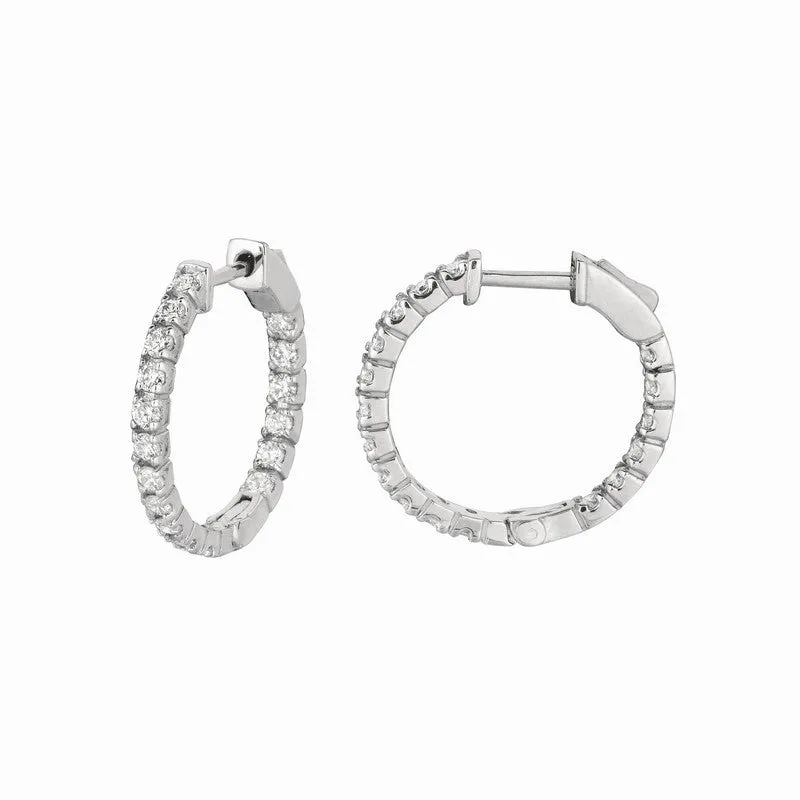 3 POINTER DIAMOND HOOP EARRINGS 14K GOLD (1 CTW)