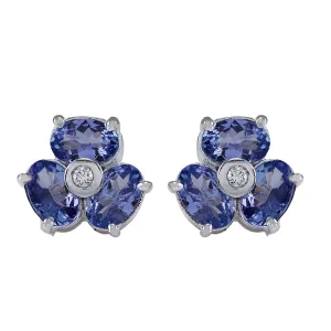 3.08 Carat Natural Tanzanite 14K White Gold Diamond Earrings