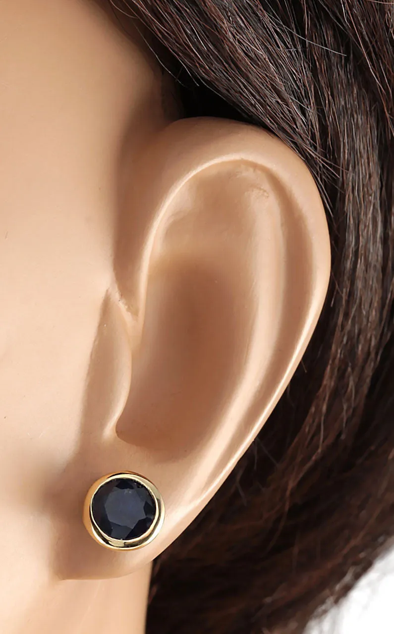 3.21 Carat Natural Sapphire 14K Yellow Gold Earrings