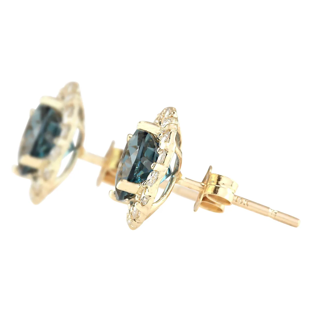 3.65 Carat Natural Topaz 14K Yellow Gold Diamond Earrings