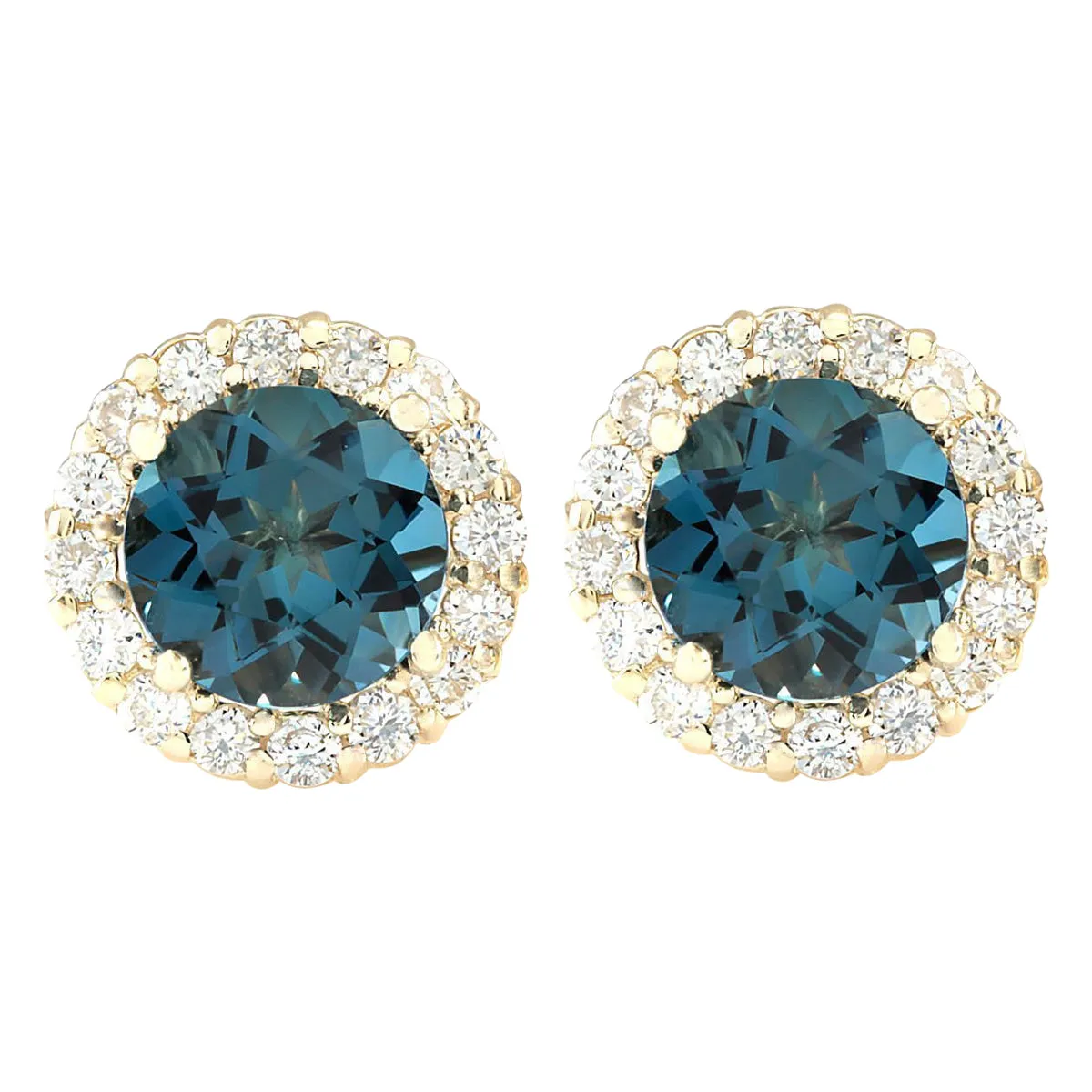 3.65 Carat Natural Topaz 14K Yellow Gold Diamond Earrings