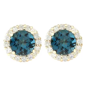 3.65 Carat Natural Topaz 14K Yellow Gold Diamond Earrings