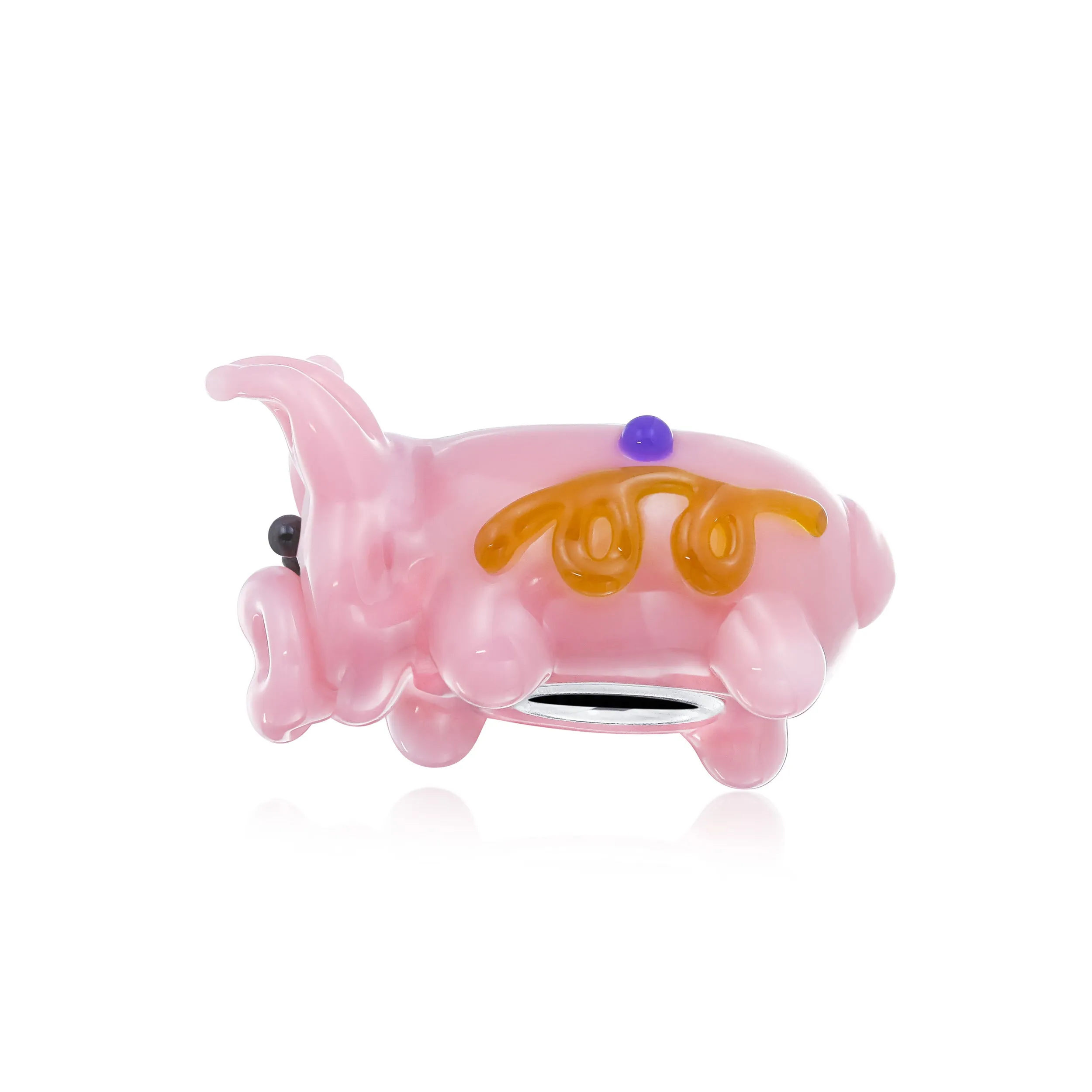 3D Lampwork Murano Glass Charm Bead Pink Pig for European Bracelet