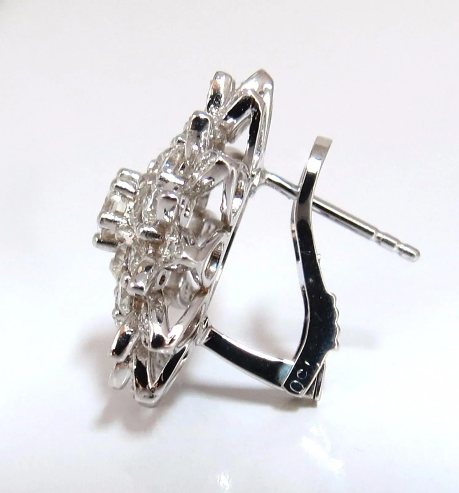 4.26ct round natural diamond cluster starburst clip earrings 18kt g.vs