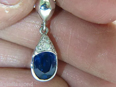 4.36CT NATURAL DIAMOND SAPPHIRE DANGLE EARRINGS 14KT