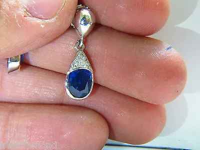 4.36CT NATURAL DIAMOND SAPPHIRE DANGLE EARRINGS 14KT