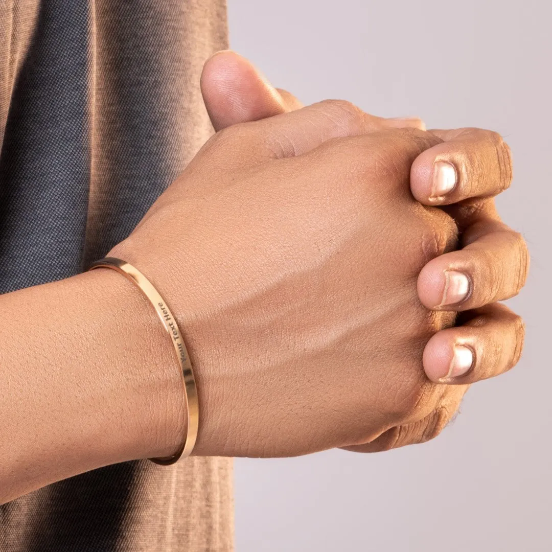 4mm width Rose Gold Color Bracelets with Your Customized text and Adjustable Size