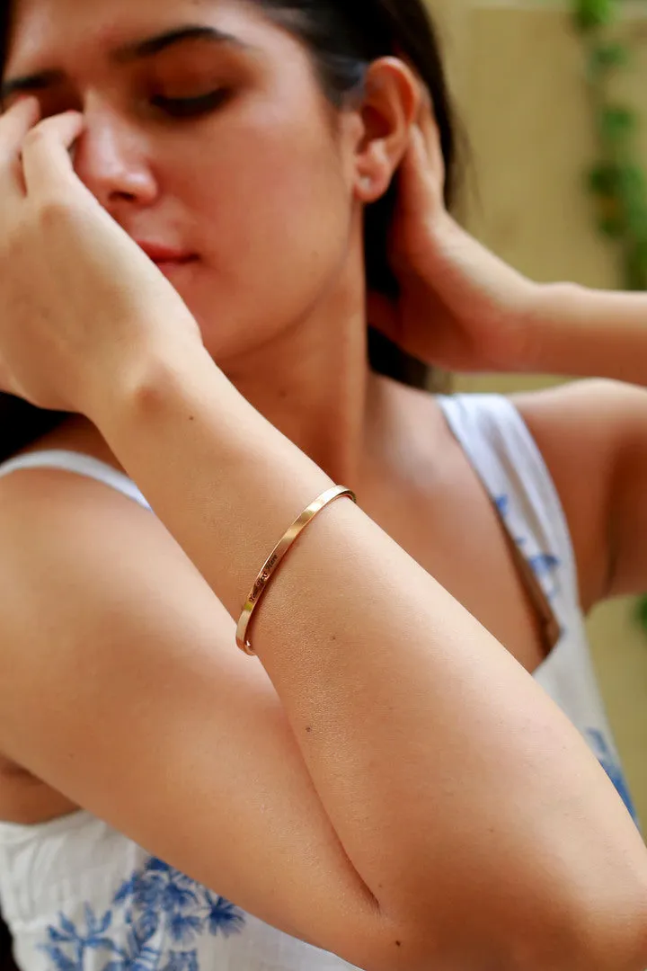 4mm width Rose Gold Color Bracelets with Your Customized text and Adjustable Size