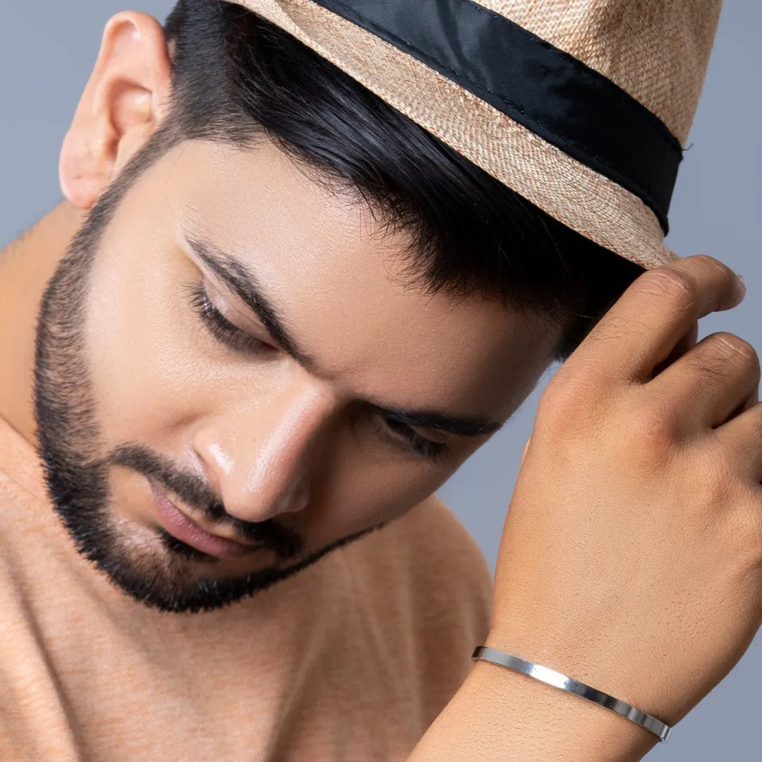 4mm width Silver Color Bracelets with Your Customized text and Adjustable Size