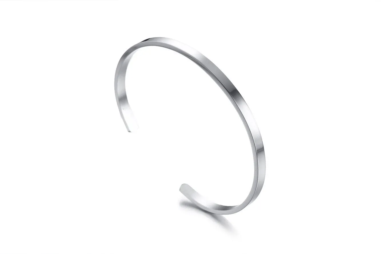 4mm width Silver Color Bracelets with Your Customized text and Adjustable Size