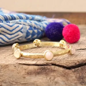 5 Piece Boho Beaded Bracelet Stack Semi Precious Glass Beads - Pink Rose Quartz