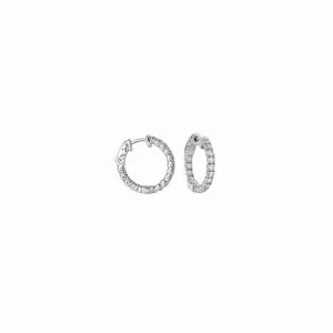 5 POINTER HOOP EARRINGS/PATENTED SNAP LOCK 14K GOLD (1.51 CTW)