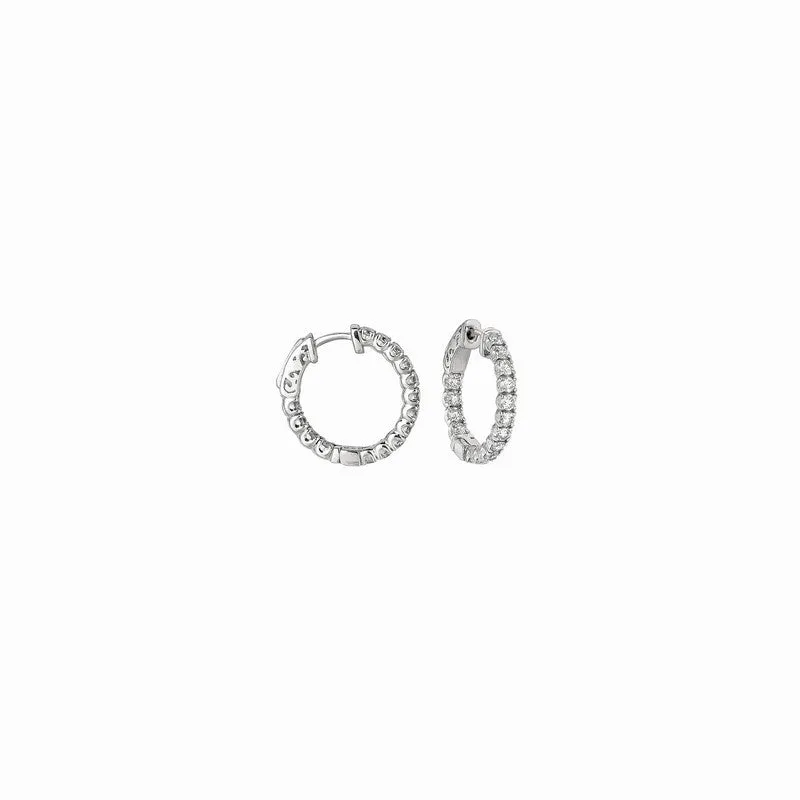 5 POINTER HOOP EARRINGS/PATENTED SNAP LOCK 14K GOLD (1.51 CTW)