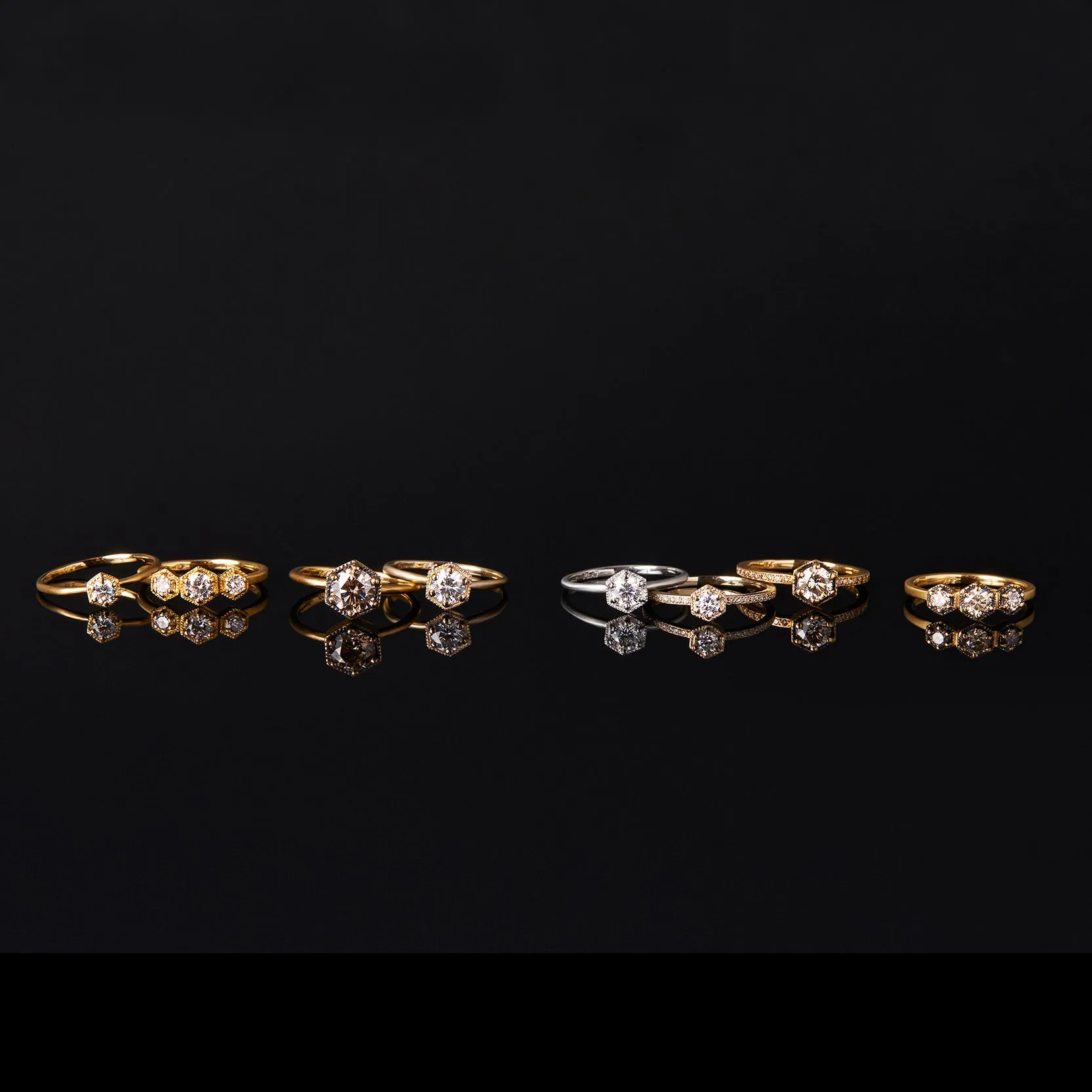 5mm Brown Diamond Hexagon Pave Ring | R9906BR